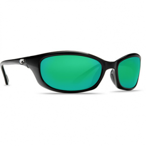 Costa Del Mar Costa Harpoon Shiny Black Frame Sunglasses w/ Green Mirror 580P Lenses HR-11-OGMP