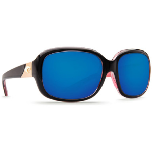 Costa Del Mar Costa Gannet Shiny Black Hibiscus Frame Sunglasses w/ Blue Mirror 580P Lenses GNT-132-OBMP