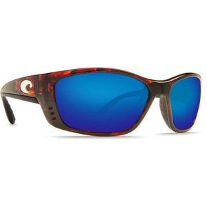 Costa Del Mar Costa Fisch Tortoise Global Fit Frame Sunglasses w/ Blue Mirror 580P Lenses FS-10GF-OBMP