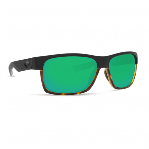 Costa Del Mar Costa Half Moon Matte Black/Shiny Tortoise Frame Sunglasses w/Gray 580P Lenses 06S9026-90260160 in Green Mirror 580G