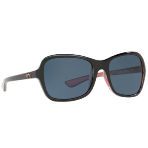 Costa Del Mar Costa Kare Shiny Black Hibiscus Frame Sunglasses w/Gray 580P Lenses 06S9068-90680154