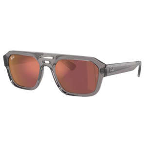 Ray-Ban Corrigan Bio-Based Polished Transparent Grey Sunglasses w/Dark Violet & Red Mirror Lenses 0RB4397-6684D0-54