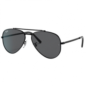 Ray-Ban New Aviator Polished Black Sunglasses w/Dark Grey Lenses 0RB3625-002/B1-58