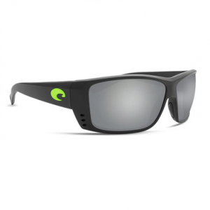 Costa Del Mar Costa Cat Cay Matte Black w/Green Logo Frame Sunglasses w/Gray Silver Mirror 580P Lenses 06S9024-90240861