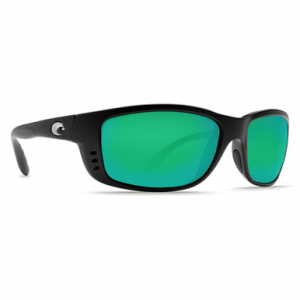 Costa Del Mar Costa Zane Matte Black Frame Sunglasses w/ Green Mirror 580P Lenses ZN-11-OGMP