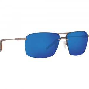 Costa Del Mar Costa Skimmer Matte Silver + Translucent Grey/Orange Sunglasses w/Blue Mirror 580P Lenses 06S6008-60080562