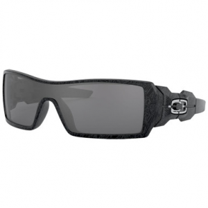 Oakley Oil Rig Polished Black/Silver Ghost Text w/Black Iridium Lenses 24-058