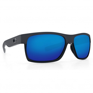 Costa Del Mar Costa Half Moon Shiny Black/Matte Black Frame Sunglasses w/Blue Mirror 580P Lenses 06S9026-90260460