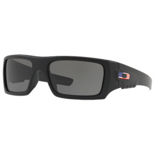 Oakley SI Det Cord Matte Black w/ USA Flag & Grey Lenses OO9253-11 in Matte Black/ Us Flag Oakley Logo