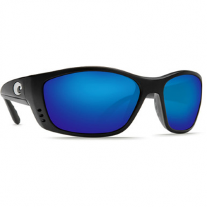 Costa Del Mar Like New Costa Fisch Matte Black Frame Sunglasses w/Blue Mirror 580P C-Mate 2.50 Lenses 06S7003-00030664