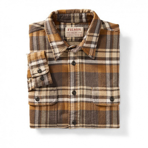 Filson Vintage Flannel Work Shirt TanGoldCrm M FCO-016433 FIL-10689-TanGoldCrm-M in Tan/gold/cream