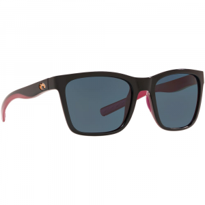 Costa Del Mar Costa Panga Shiny Black/Crystal/Fuchsia Frame Sunglasses w/Gray 580P Lenses 06S9037-90370656