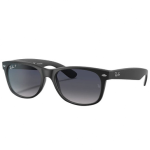 Like New Ray-Ban New Wayfarer Glasses Black Nylon Sunglasses w/Polarized Blue/Gray Gradient Lenses 0RB2132-601S78-55
