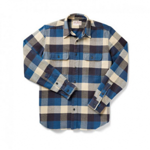 Filson Vintage Flannel Work Shirt Blue Buffalo 2XL 10689