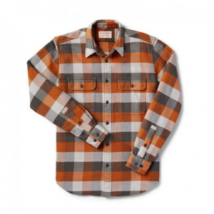 Filson Vintage Flannel Work Shirt Brown Buffalo 2XL 10689