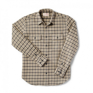 Filson Vintage Flannel Work Shirt Cream/Black/Brown Tartan 2XL 10689 in Cream Black Brown Tartan