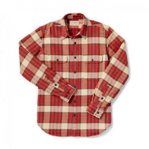 Filson Vintage Flannel Work Shirt Red Tartan 2XL 10689