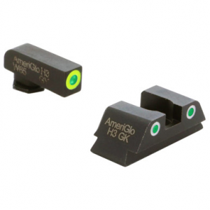 Ameriglo Spartan Grn Trit w/Org Outline Front, Grn Trit w/Wht Outline Rear 3-Dot Night Sight for Glock 42,43,43X,48 GL-743