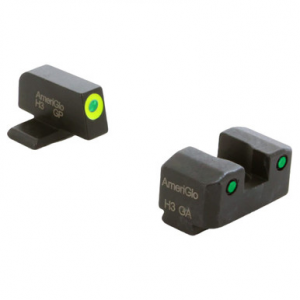 Ameriglo Trooper Green Tritium w/LumiGreen Outline Front, Green Tritium w/Black Outline Rear 3-Dot Night Set for Springfield Hellcat OSP SA-819