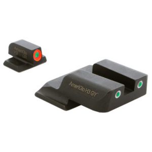 Ameriglo Spartan Grn Trit w/Org Outline Front, Grn Trit w/White Outline Rear 3-Dot Night Sight for S&W M&P (Excl. .22,.380, Shield, EZ, Pro) SW-247