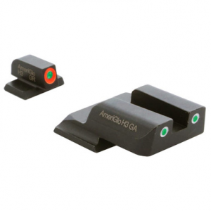 Ameriglo Spartan Grn Trit w/Orange Outline Front, Grn Trit w/White Outline Rear 3-Dot Night Sight for S&W M&P Shield (Excl. EZ) SW-745