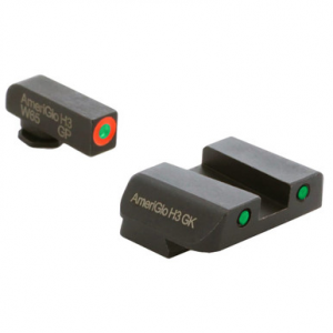 Ameriglo Spartan Grn Trit w/Org Outline Front, Grn Trit w/Blk Outline Rear 3-Dot Night Sight for Glock 42,43,43X,48 GL-450