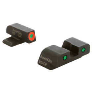 Ameriglo Spartan Green Tritium w/Orange Outline Front, Green Tritium w/Black Outline Rear 3-Dot Night Set for Sig (#8 Front/#8 Rear) SG-446
