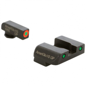 Ameriglo Spartan Grn Trit w/Org Outline Front, Grn Trit w/Blk Outline Rear 3-Dot Night Sight for Glock Gen 1-4 17,19,22-24,26,27,33-35,37-39 GL-446