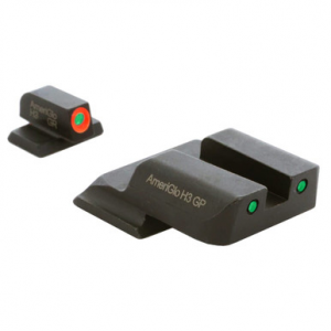 Ameriglo Spartan Grn Trit w/Orange Outline Front, Grn Trit w/Black Outline Rear 3-Dot Night Sight for S&W M&P (Excl. 22,380, Shield, EZ, Pro) SW-446