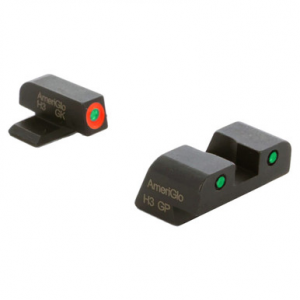 Ameriglo Spartan Green Tritium w/Orange Outline Front, Green Tritium w/Black Outline Rear 3-Dot Night Set for Springfield XD XD-446