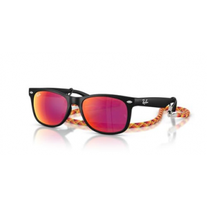 Ray-Ban Junior New Wayfarer Glasses Rubber Black Brown Mirror Orange 0RJ9052S-70286Q47