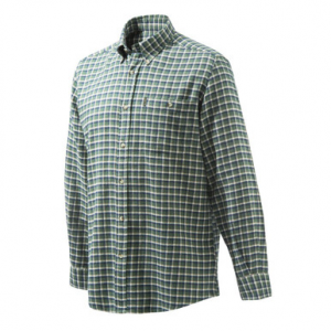 Beretta Wood Flannel Button-Down Shirt White Blue Green Check Medium LUA10T16440192M