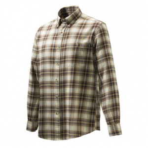 Beretta Wood Flannel Button-Down Shirt Beige/Tan/Port Royale Check Small LUA10T164401B9S