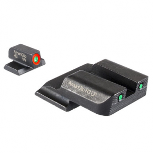 Ameriglo Trooper Grn Trit w/Orange Outline F, Grn Trit w/Serrated BLK Outline Sq Rear Night Sight for S&W M&P (Excl. .22,.380, Shield, EZ, Pro) SW-816