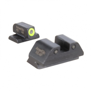 Ameriglo Trooper Grn Trit w/LumiGreen Outline F, Grn Trit w/Serrated Black Outline Sq Rear 3-Dot Night Sight for S&W M&P (old dovetail) SW-820