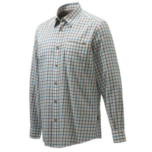Beretta Wood Plain Collar Shirt White/Light Blue Check Large LU801T1645019GL