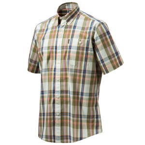 Beretta Drip Dry SS Shirt Beige/Green Check Small LU520T1533012PS, S