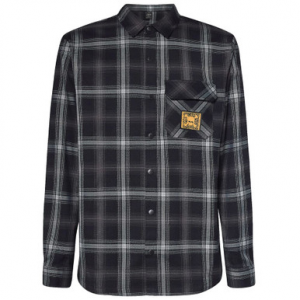 Oakley TC Skull Black/Gray Check Flannel Shirt Small FOA403651-9FP-S