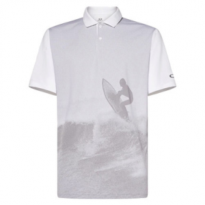 Oakley Jacquard Print White Polo Shirt Large FOA404873-100-L