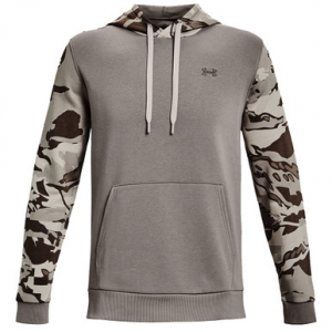 Under Armour Rival Camo Blocked Fleece Hoodie Pewter/Ghost Grey MD 1373180-294003 in Clay