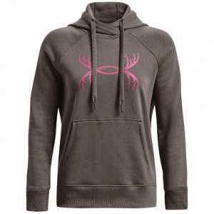 Under Armour Women's Rival Antler Fleece Hoodie Fresh Clay/Pace Pink SM 1368117-176002