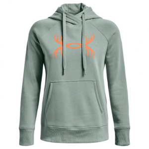 Under Armour Women's Rival Antler Fleece Hoodie Opal Green/Afterglow MD 1368117-781002