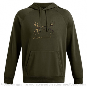 Under Armour Rival Fleece Antler Hoodie Marine OD Green/Black LG 1388086-390002 - Like New UA6506