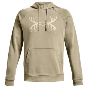 Under Armour Rival Fleece Antler Hoodie Khaki Grey/Summit White 3XL 1365679-037001 in Gray