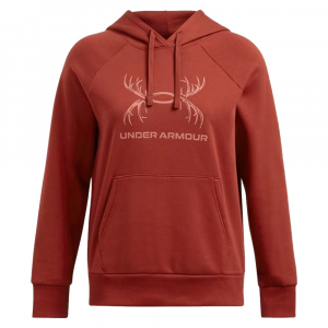 Under Armour Women's Rival Fleece Antler Hoodie Earthen Orange XS 1387574-840005, M