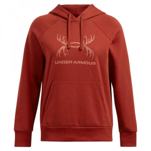 Under Armour Women's Rival Fleece Antler Hoodie Earthen Orange XS 1387574-840005, XL