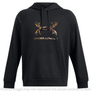 Under Armour Rival Fleece Antler Hoodie Black Medium 1388086-001003 - Like New UA6496