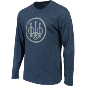 Beretta Trident Logo Long Sleeve T-Shirt Navy Heather Small TS229T1890051YS
