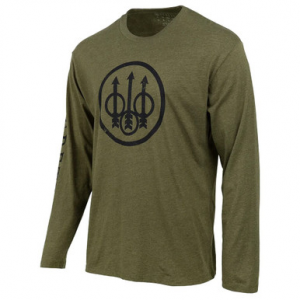 Beretta Trident Logo Long Sleeve T-Shirt Heather Mil Green Large TS229T189007AUL