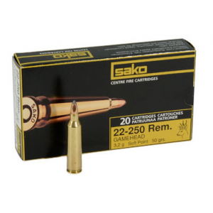 Sako 22-250 Rem 50gr Gamehead Rifle Ammunition
